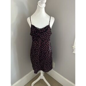 Vintage Delicates Polka Dot Lace Slip Dress Pink & Red